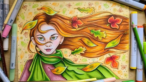 Открытка на др маркерами