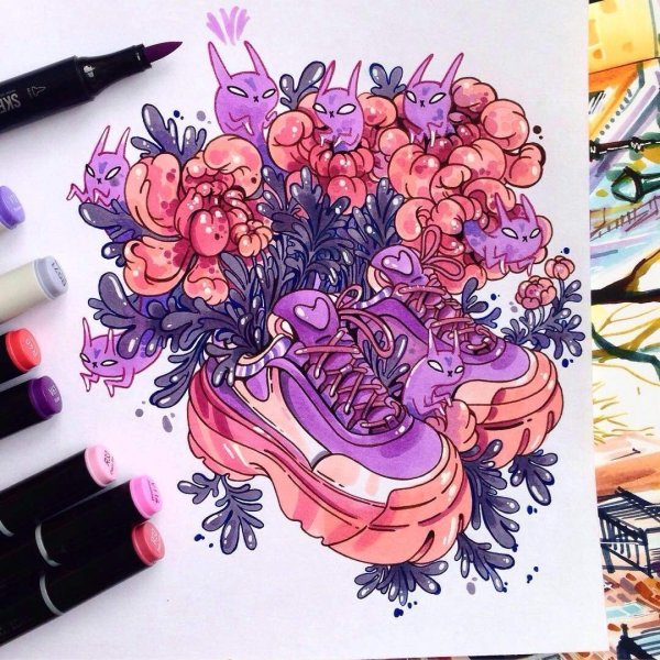 Необычные скетчи маркерами