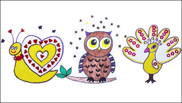 Рисовать сову фломастерами ребенку