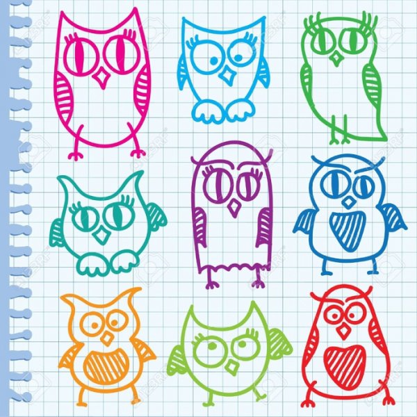 Рисунок Совы маркерами легко