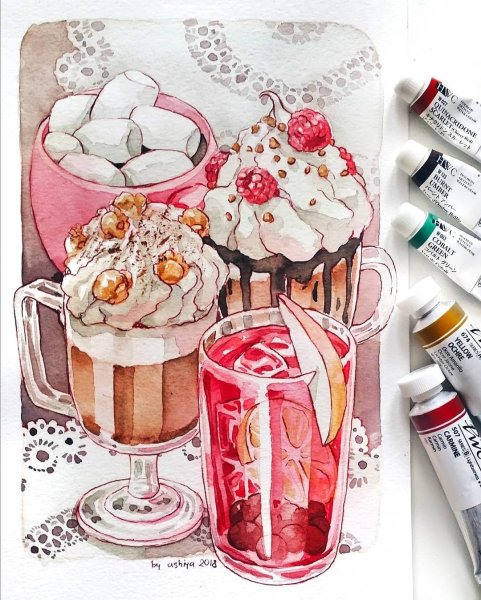 Рисунки маркерами еда