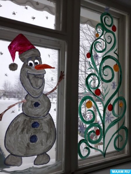Роспись окон к новому году