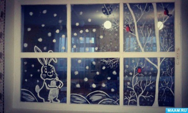 Новогодние рисунки на окнах