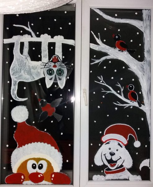 Узоры на окна красками