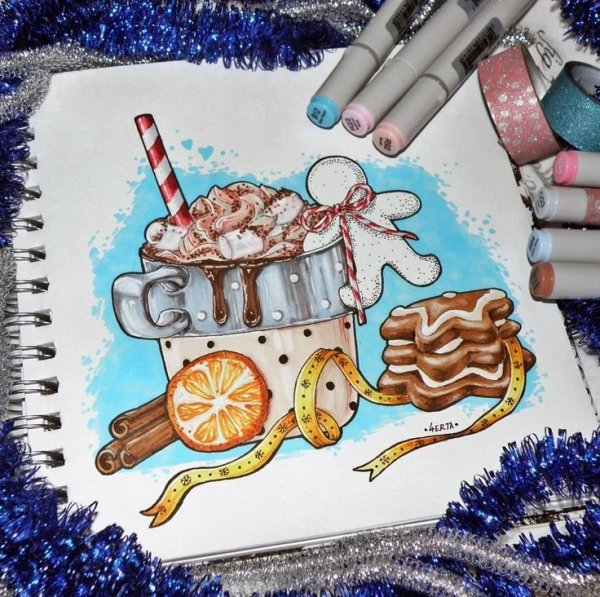 Открытки на новый год маркерами