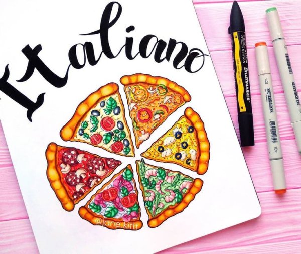 Скетчинг маркерами еда