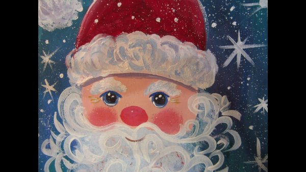 Дед Мороз гуашью для детей