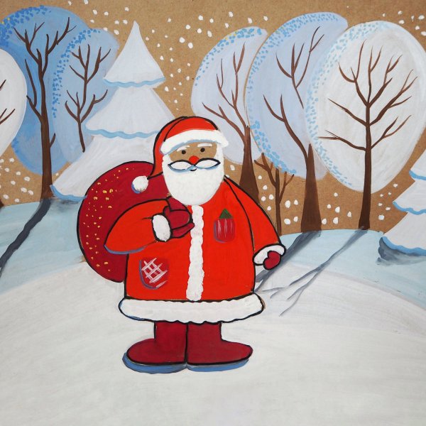 Рисуем Деда Мороза гуашью