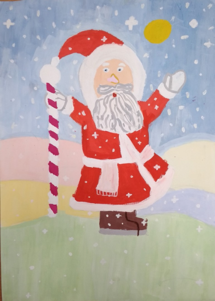 Дед Мороз гуашью
