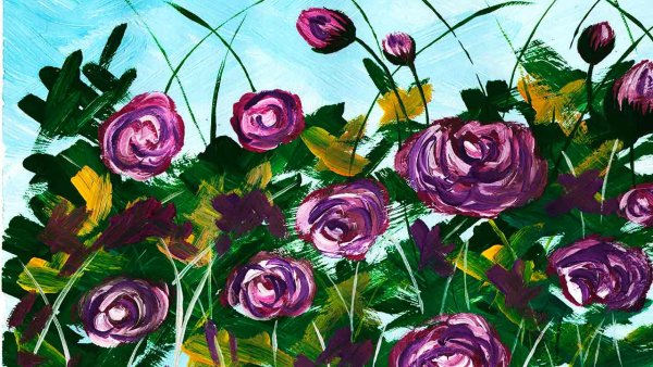 Правополушарное рисование цветы розы