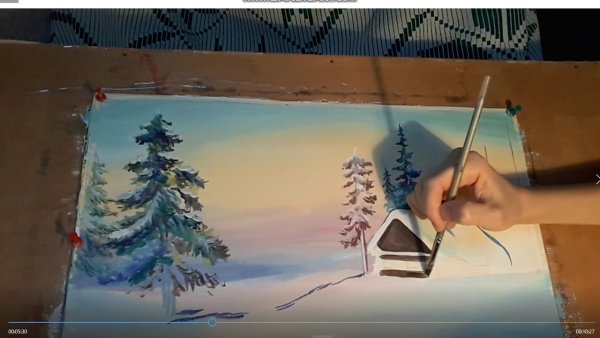 Рисуем зиму гуашью