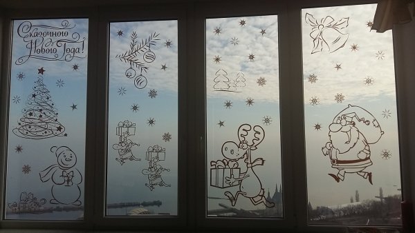 Украсить окна к новому году