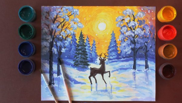 Рисование акварельными красками