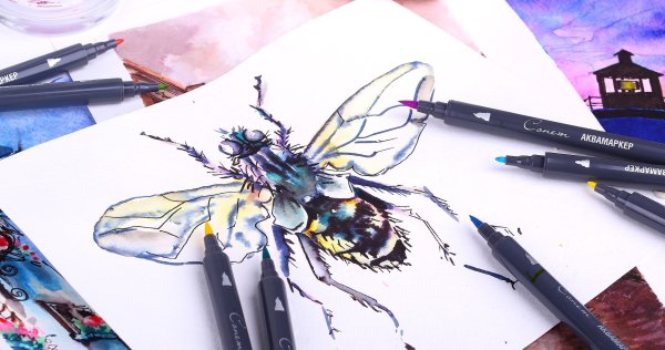 Рисунки на холодильнике маркером