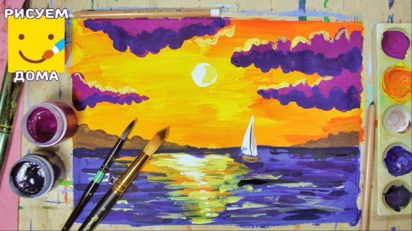 Этапы рисования пейзажа гуашью