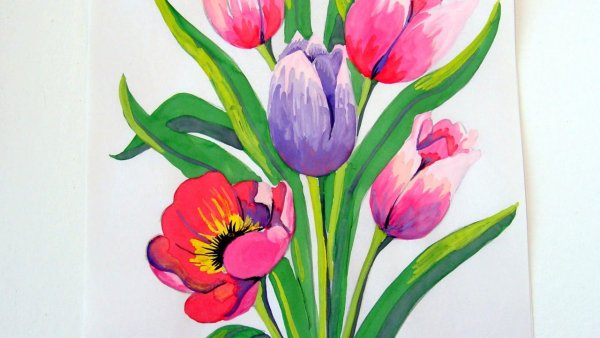 Цветы гуашью