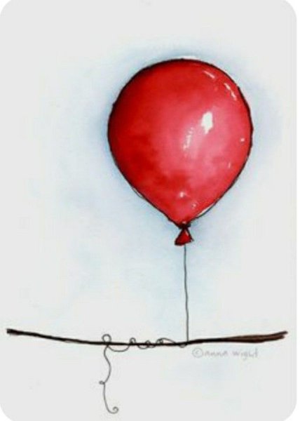 Шарик красный акварель