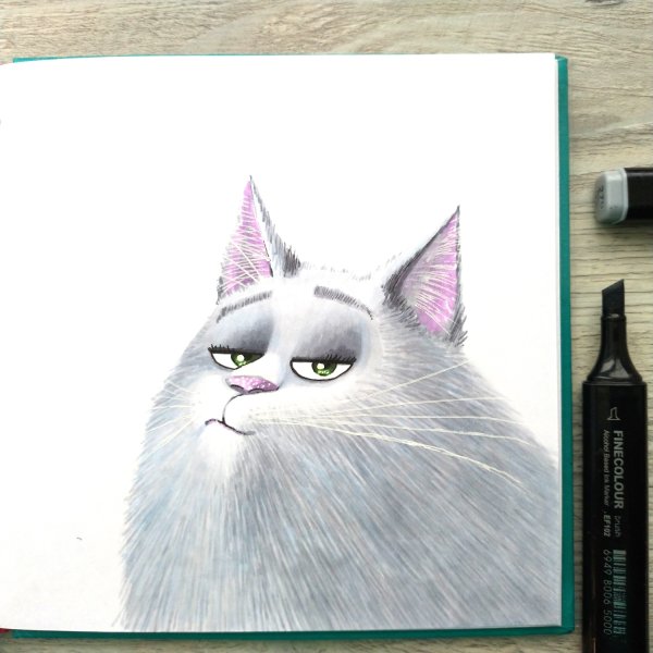 Рисунки маркерами котики