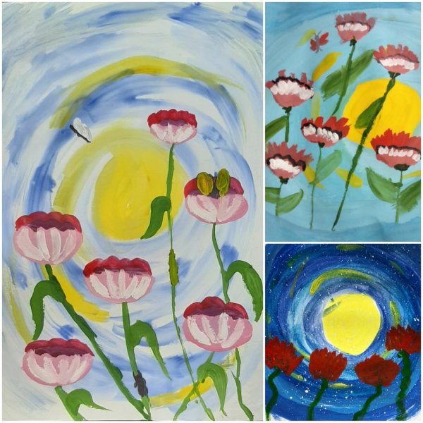 Последовательное рисование пейзажа