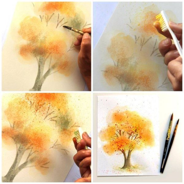 Этапы рисования пейзажа акварелью