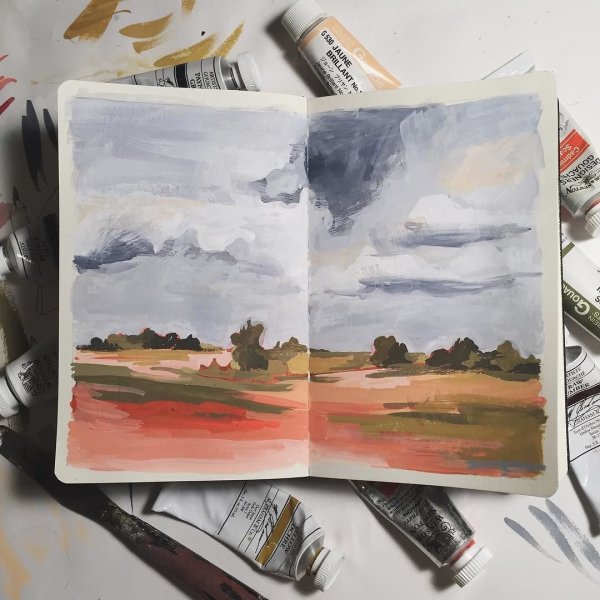 Пейзажи акварелью в скетчбуке