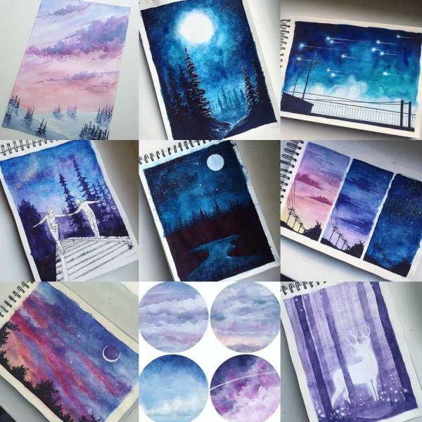 Пейзажи акварелью в скетчбуке