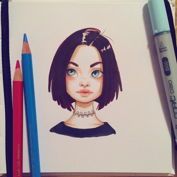 Портрет спиртовыми маркерами