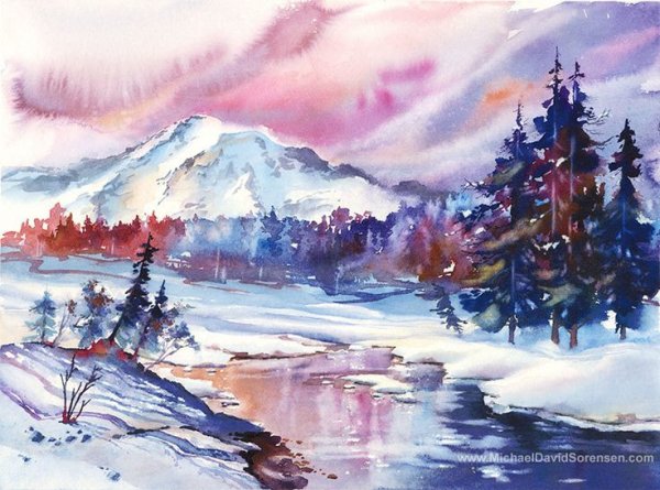 Рисование зимний пейзаж