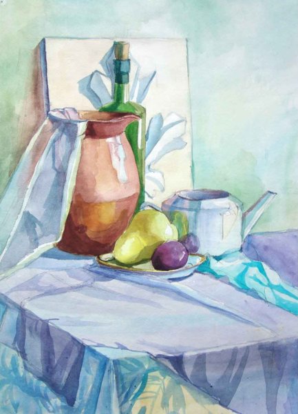 Натюрморт акварелью лессировка Академическая живопись