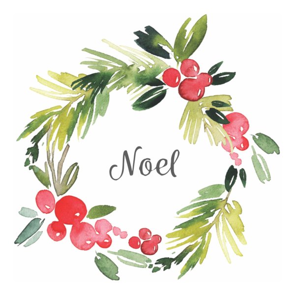 Новогодний венок ветки акварель