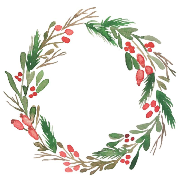 Венок с новым годом акварель