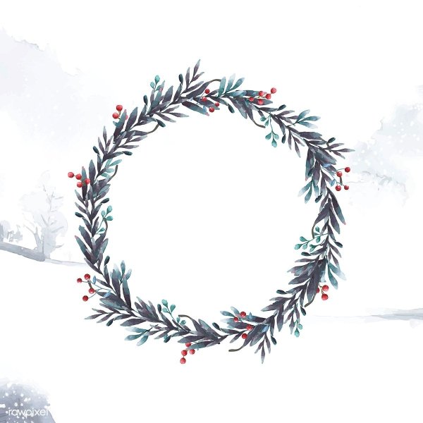 Новогодние венки акварелью