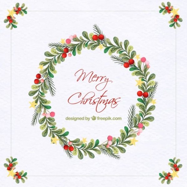 Новогодние венки акварелью