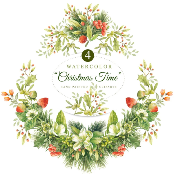 Новогодние открытки венок печать