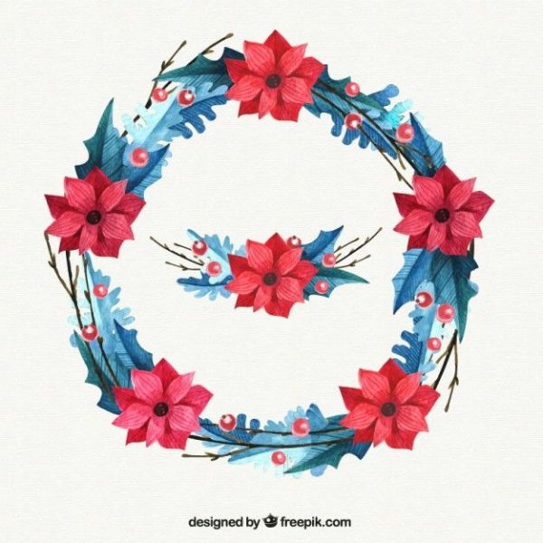 Рождественский акварельный венок