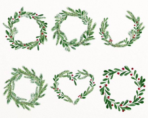 Рождественский акварельный венок