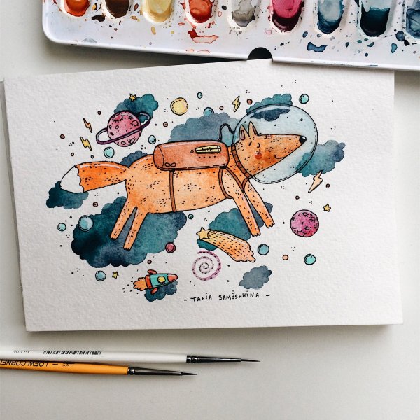 Акварельные наклейки для скетчбука