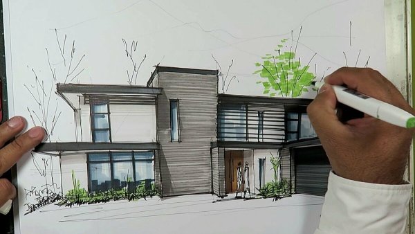 Дом акварелью