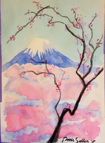 Сакура акварелью для начинающих