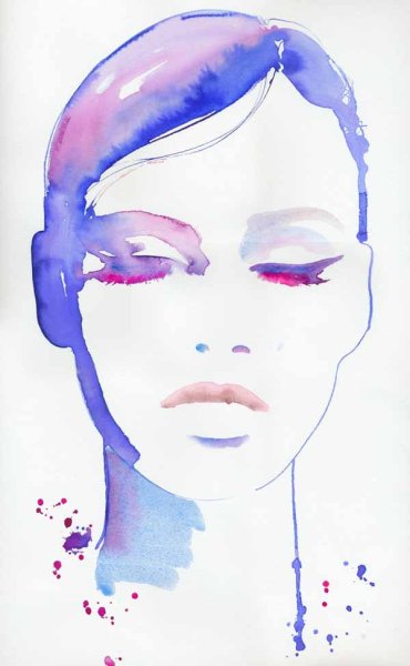 Лицо девушки акварелью