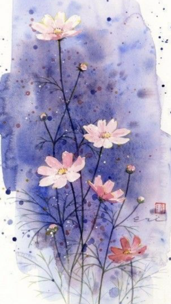 Цветы акварель