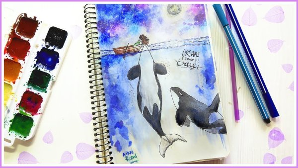 Рисование акварелью в скетчбуке