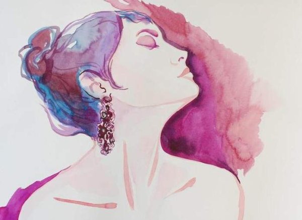 Рисунки девушек акварелью легкие