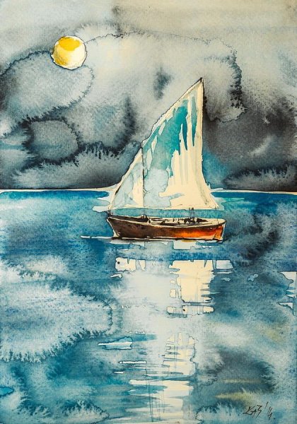 Бирюзовое море акварель