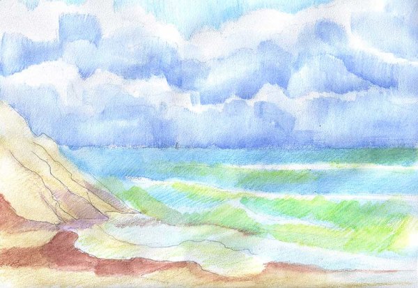 Маяк Токаревского акварель