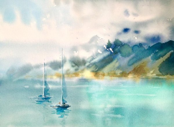 Рисование морской пейзаж