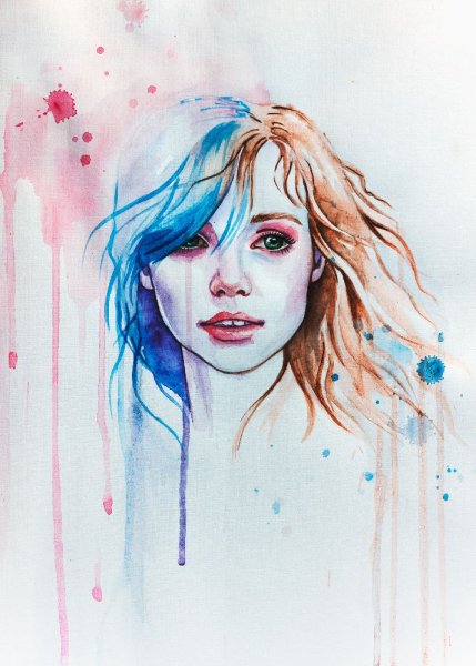 Девушки акварелью современные