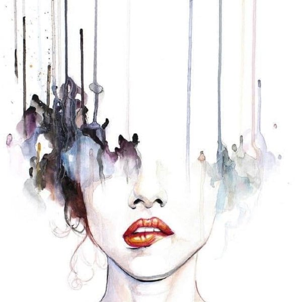 Женское лицо акварель