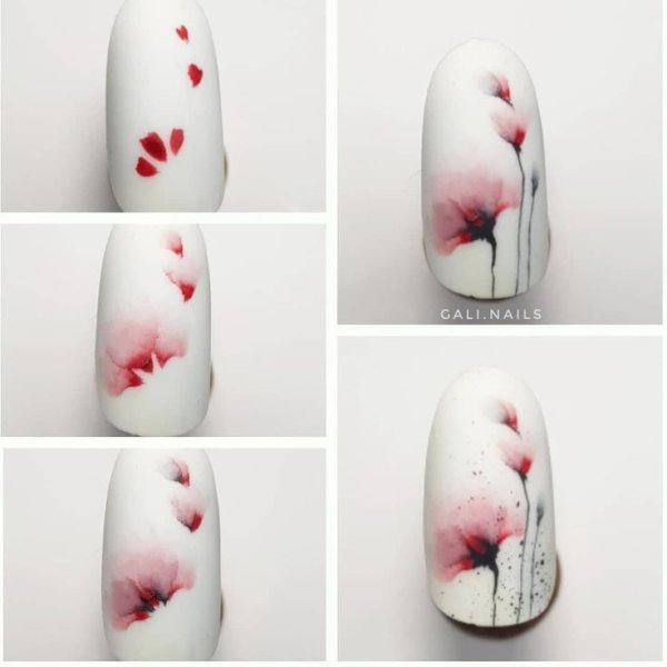 Акварель на ногтях для начинающих