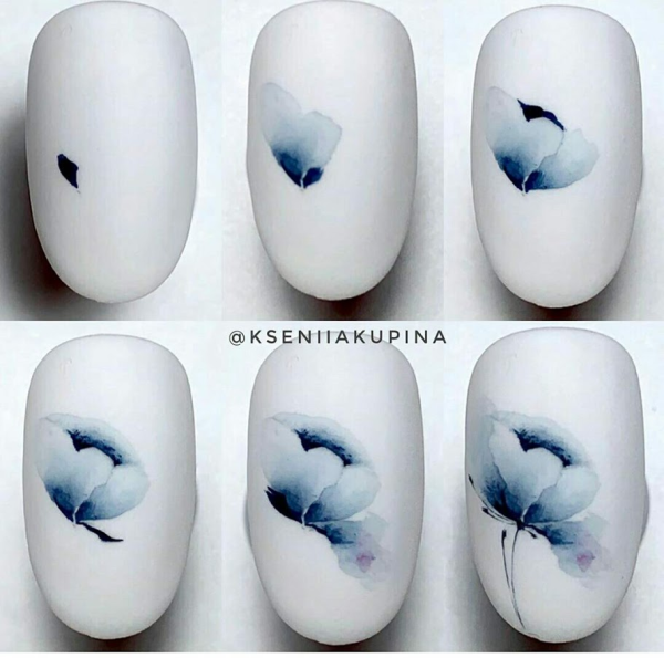 Ксения Купина акварель на ногтях